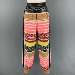ALICE + OLIVIA Size S Multi-Color Cotton Woven Elastic Waistband Casual Pants